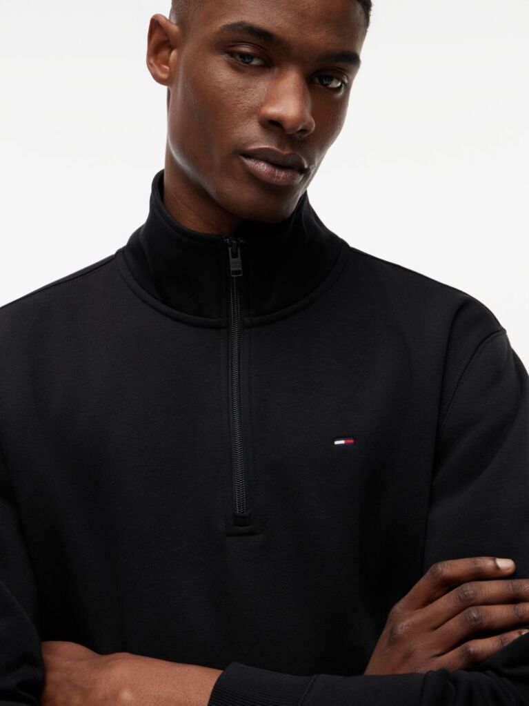 Black Tommy Flag Quarter-Zip Sweatshirt  Men