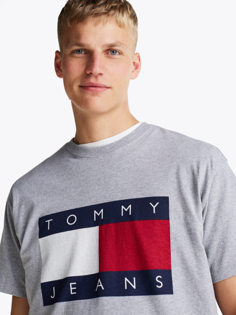 Grey Flag Badge Relaxed T-Shirt  Men