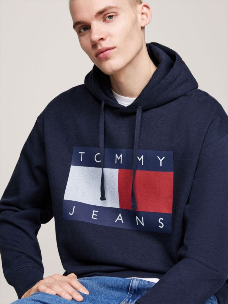 Μπλε Άνετο Hoody Με Σημαία Tommy  Άνδρες