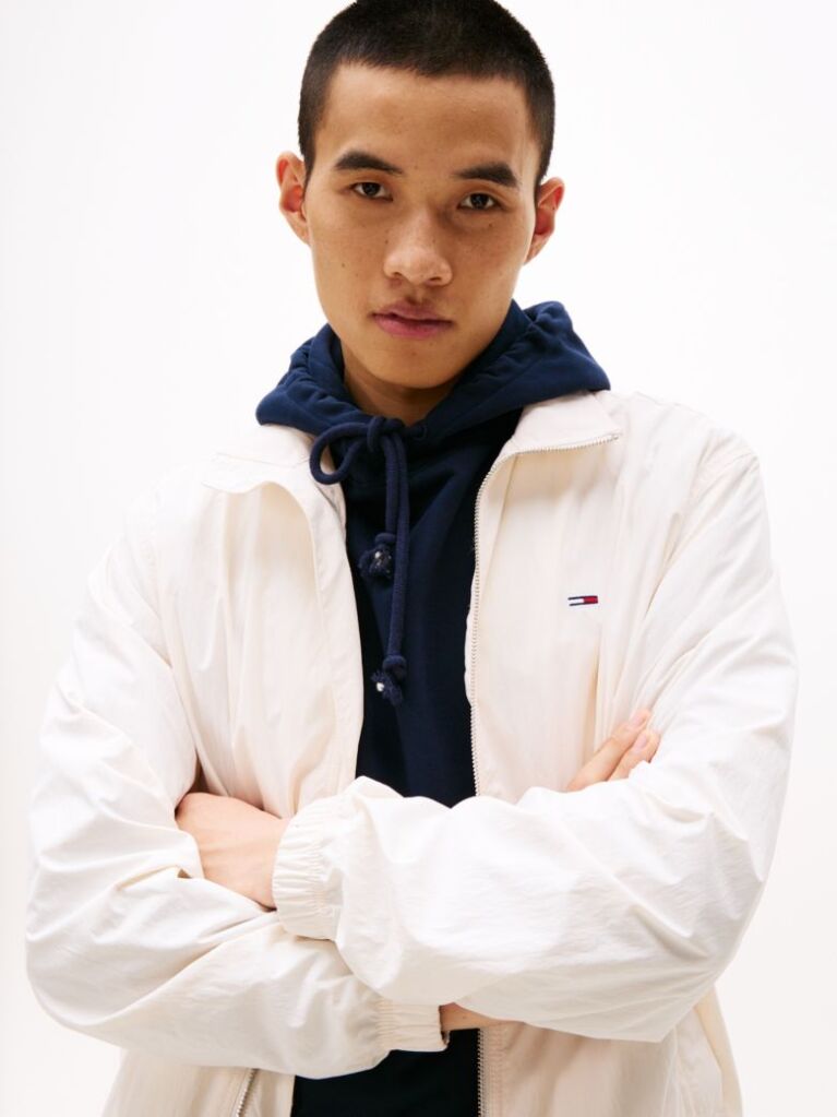 White Essential Flag Patch Jacket  Men