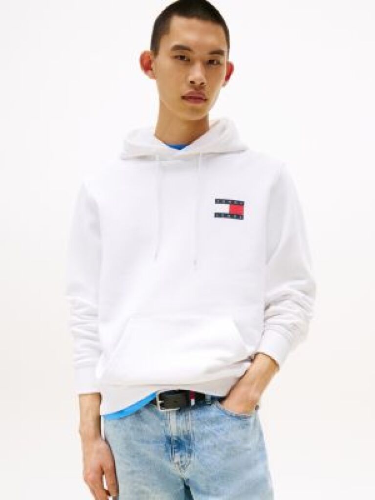 White Logo Drawstring Hoody  Men