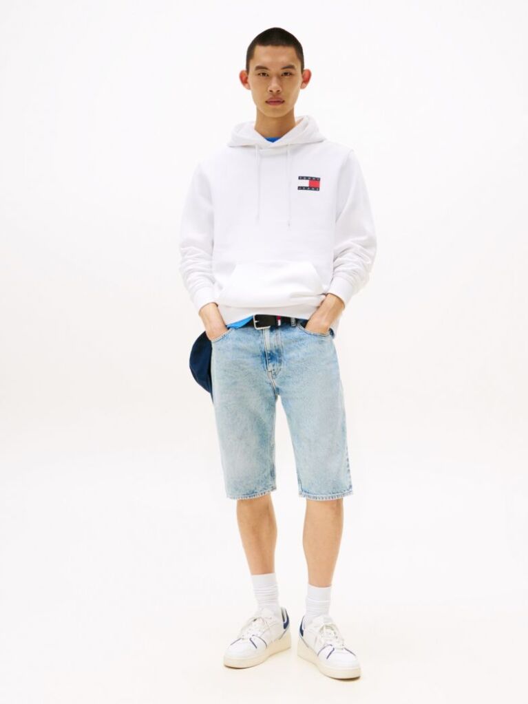 White Logo Drawstring Hoody  Men