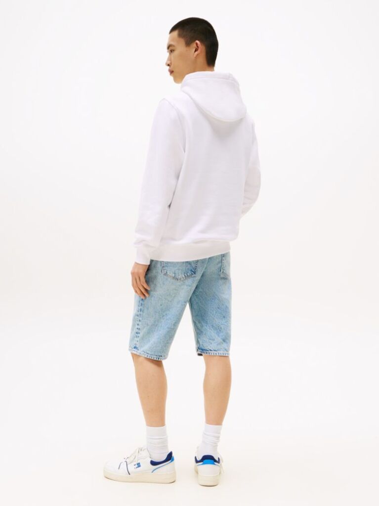 White Logo Drawstring Hoody  Men