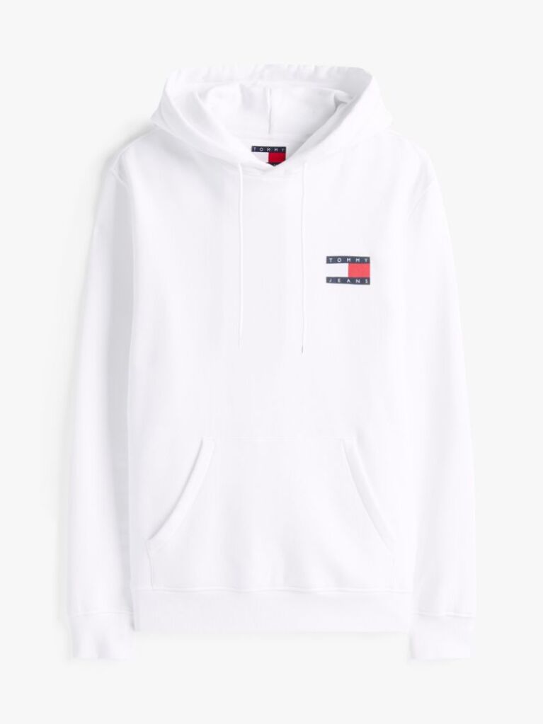 White Logo Drawstring Hoody  Men
