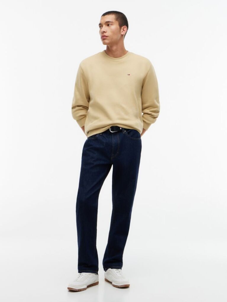 Beige Regular Sweatshirt Flag Crew Neck  Men