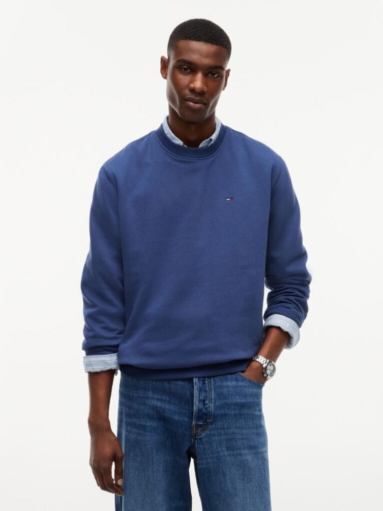 Blue Regular Sweatshirt Flag Crew Neck  Men