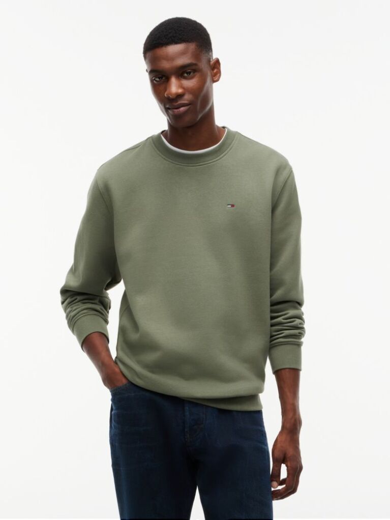 Green Regular Sweatshirt Flag Crew Neck  Men