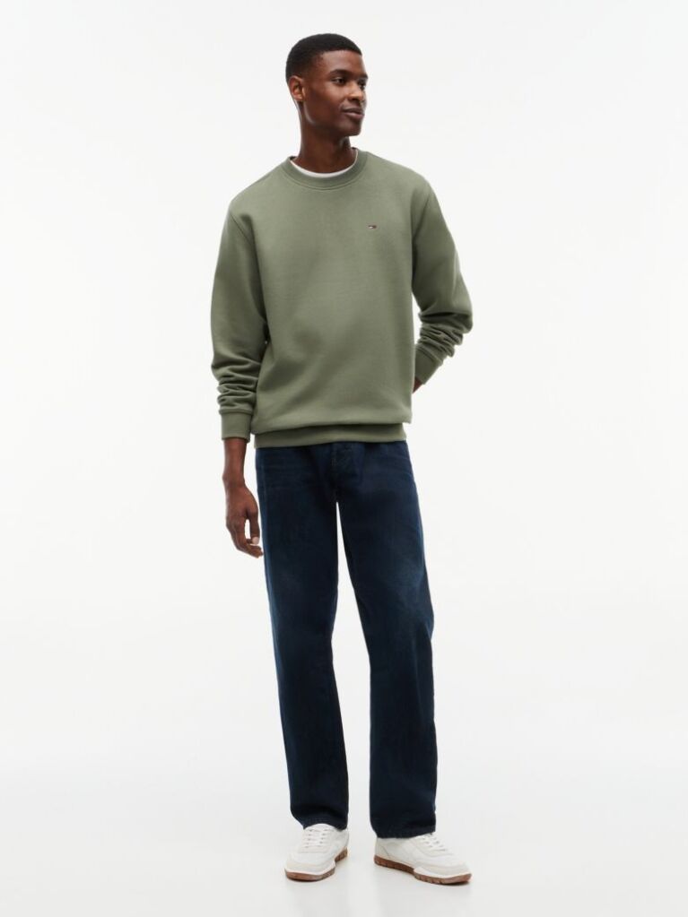 Green Regular Sweatshirt Flag Crew Neck  Men