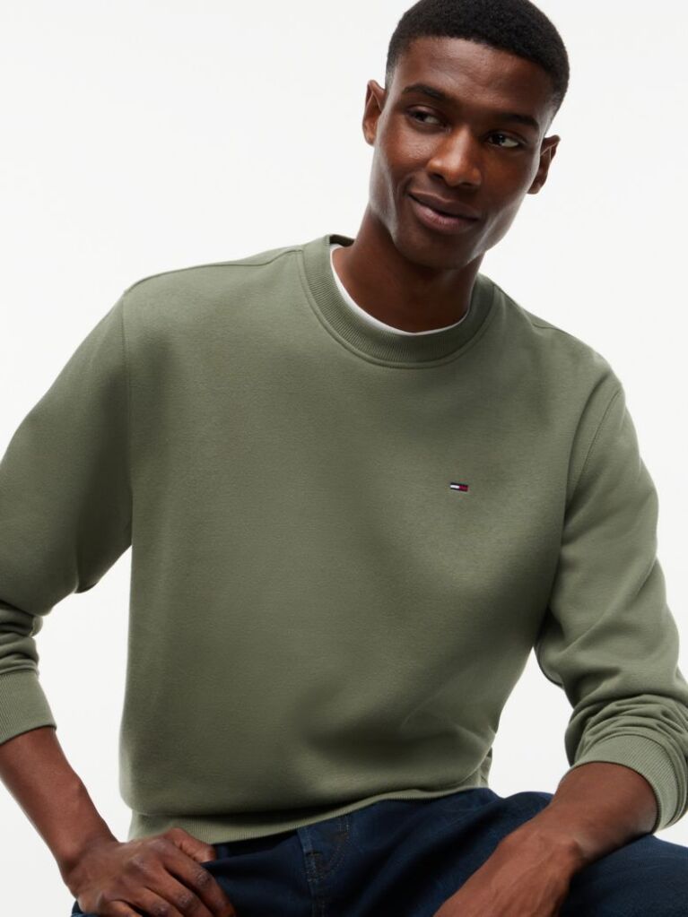 Green Regular Sweatshirt Flag Crew Neck  Men