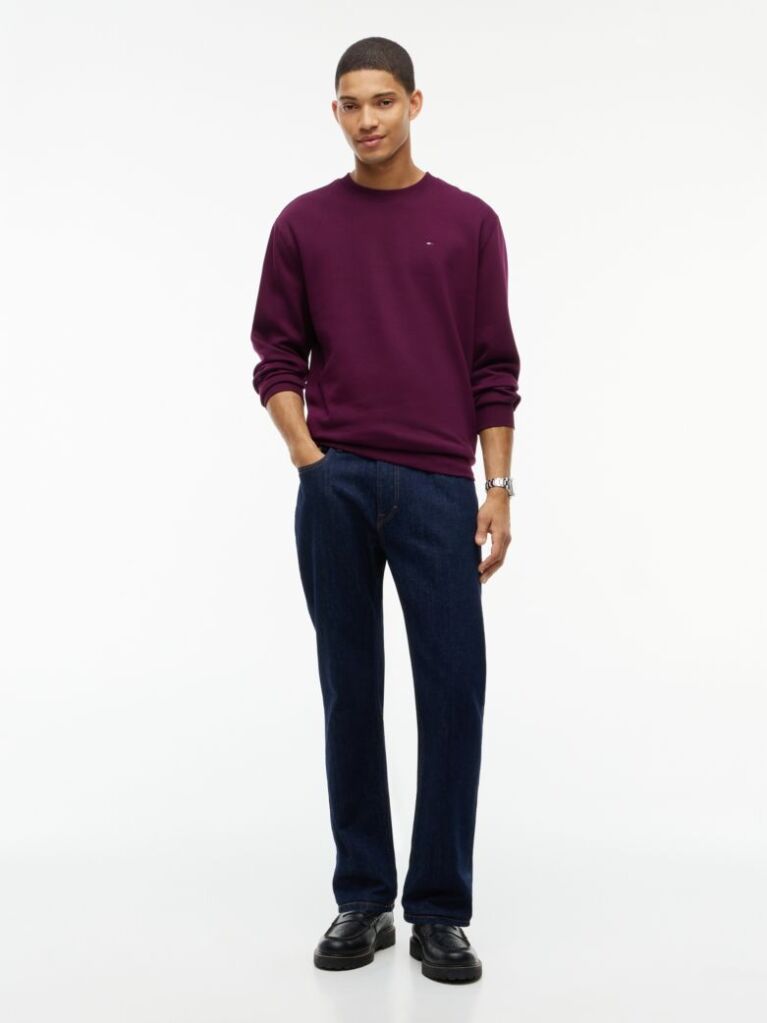 Purple Regular Sweatshirt Flag Crew Neck  Men