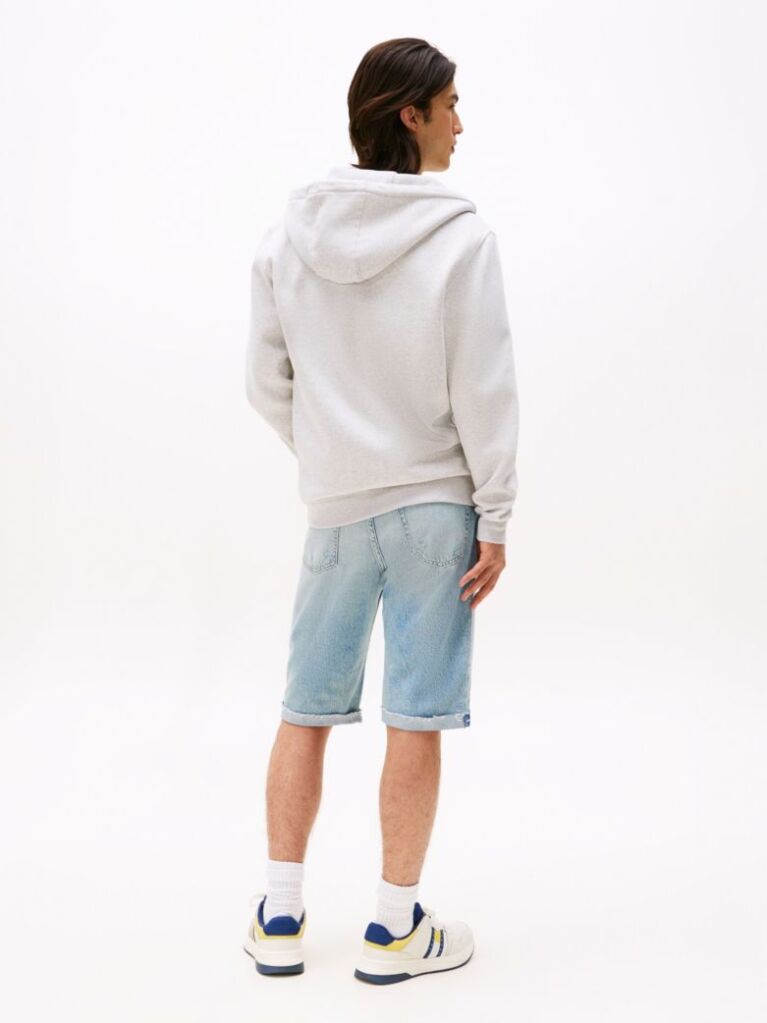 Γκρι Hoody Με Φερμουάρ Και Κανονική Γραμμή  Άνδρες