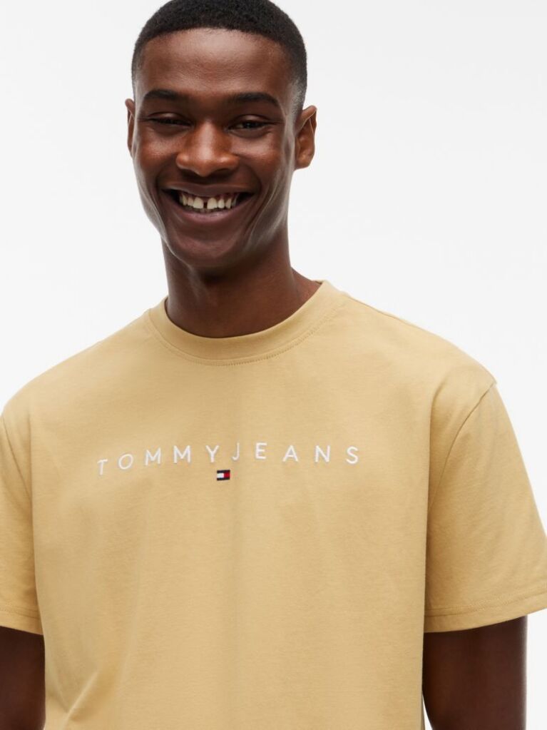 Μπεζ T-Shirt Σε Κανονική Γραμμή Με Κεντητό Λογότυπο  Άνδρες