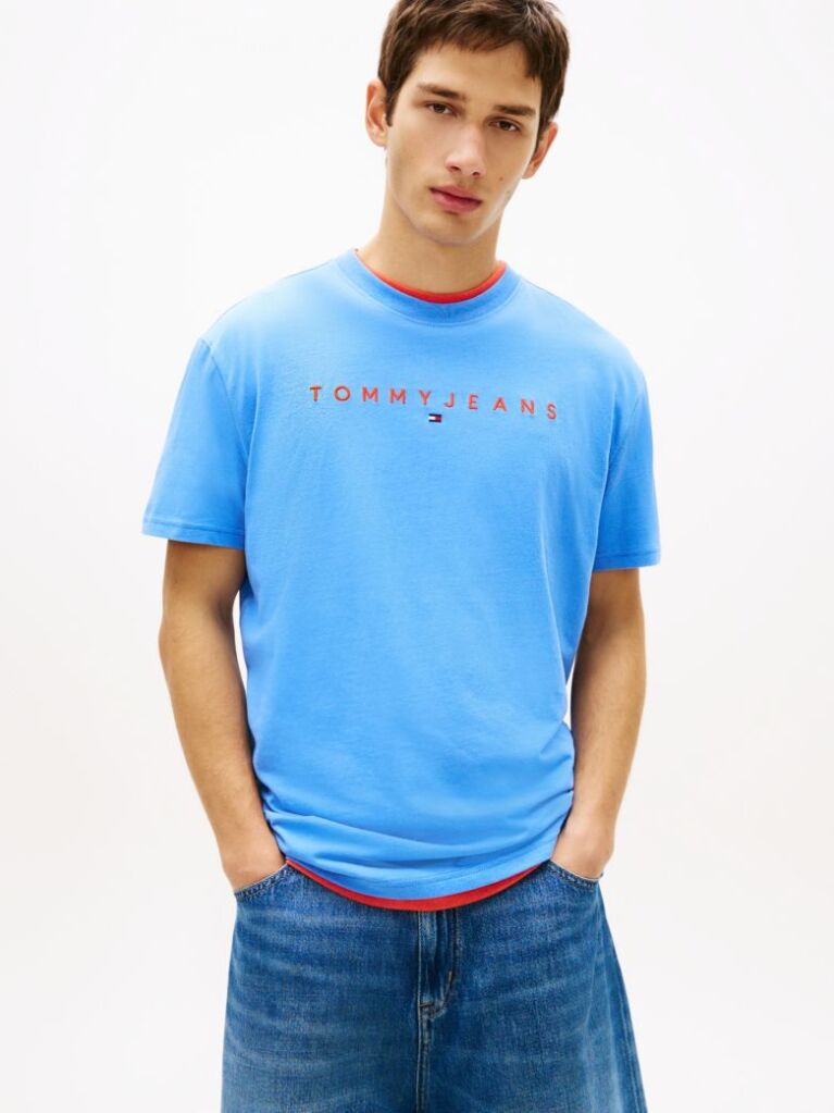 Blue Regular Logo Embroidery T-Shirt  Men