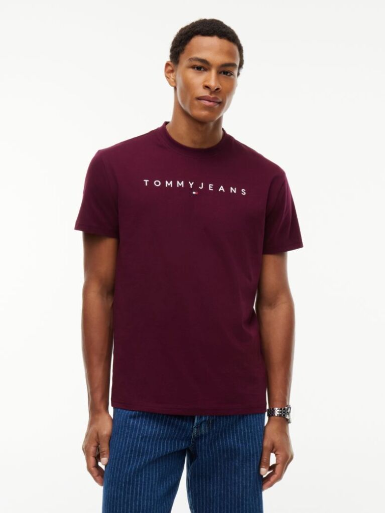 Μωβ T-Shirt Σε Κανονική Γραμμή Με Κεντητό Λογότυπο  Άνδρες