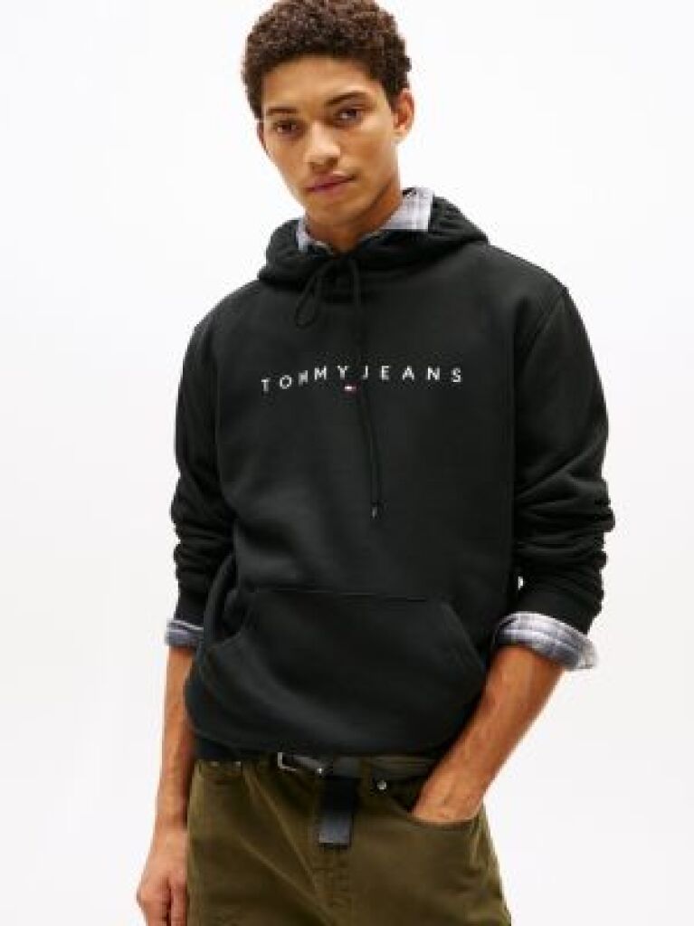 Μαύρο Hoody Σε Κανονική Γραμμή Με Λογότυπο  Άνδρες