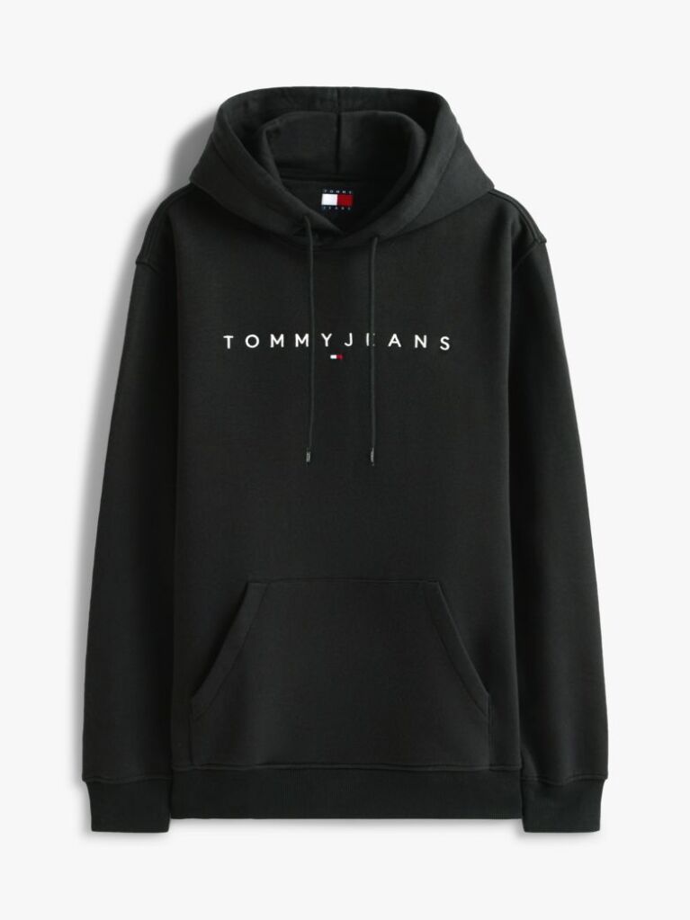 Μαύρο Hoody Σε Κανονική Γραμμή Με Λογότυπο  Άνδρες