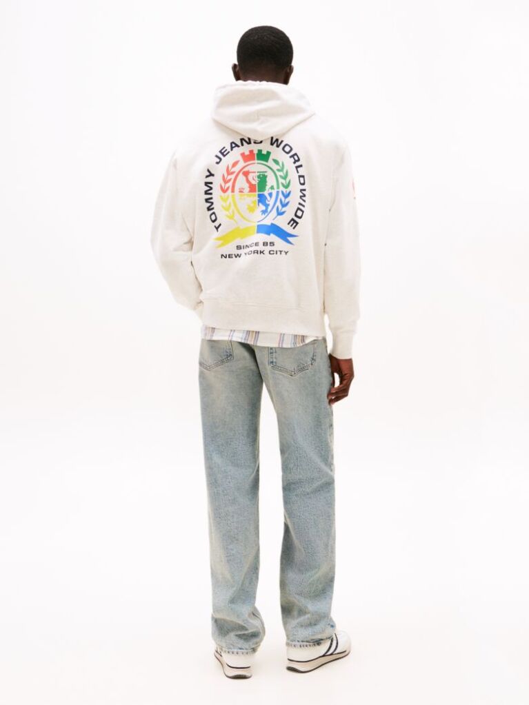 Άσπρο Άνετο Hoody Με Γραφικό Σχέδιο  Άνδρες