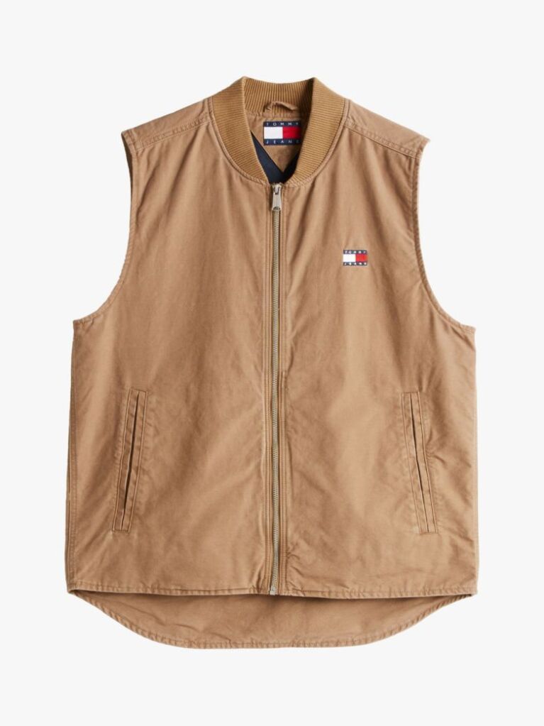 Brown Canvas Zip-Thru Gilet  Men