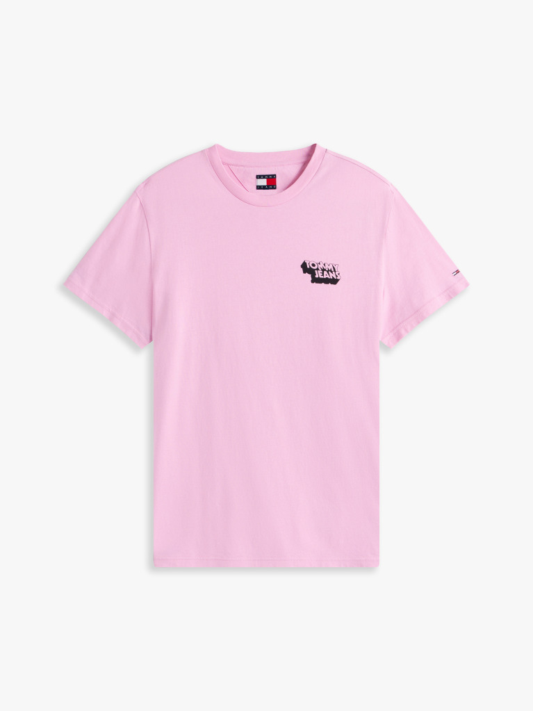 Pink Stack Logo Slim T-Shirt  Men