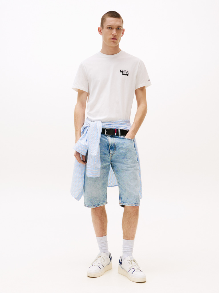 White Stack Logo Slim T-Shirt  Men