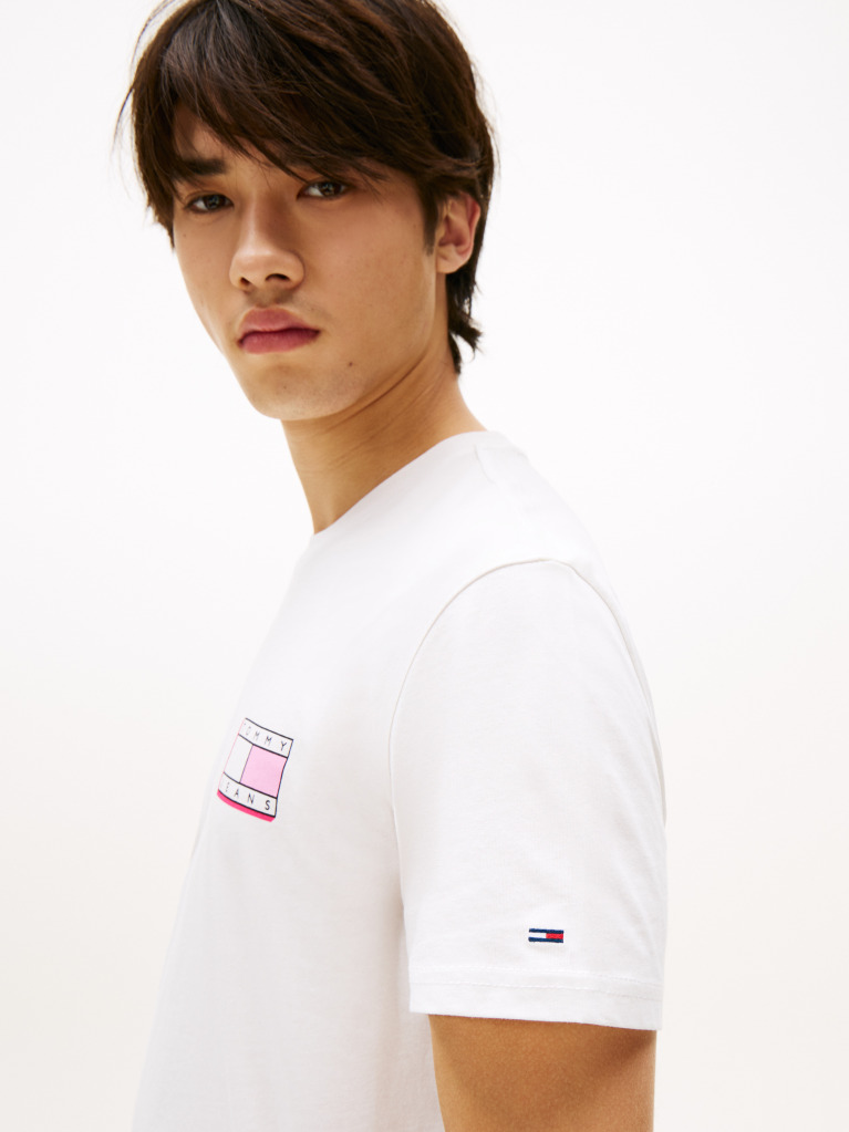 White Tonal Logo Slim T-Shirt  Men