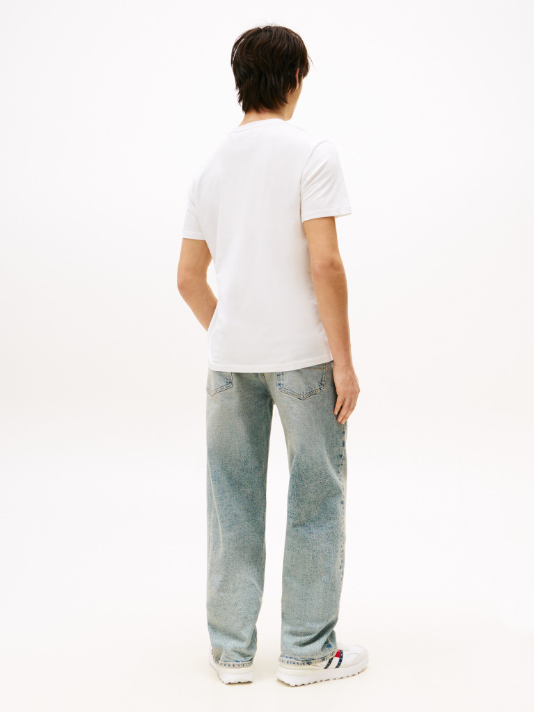 White Tonal Logo Slim T-Shirt  Men