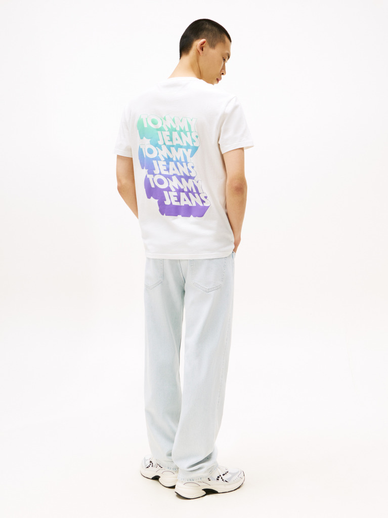 White Stack Logo Back Graphic T-Shirt  Men