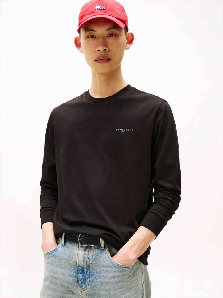 Black Linear Logo Slim Long-Sleeve T-Shirt  Men