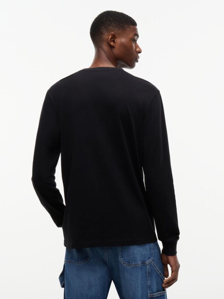 Μαύρο Μακρυμάνικο T-Shirt Σε Slim Γραμμή Με Λογότυπο  Άνδρες