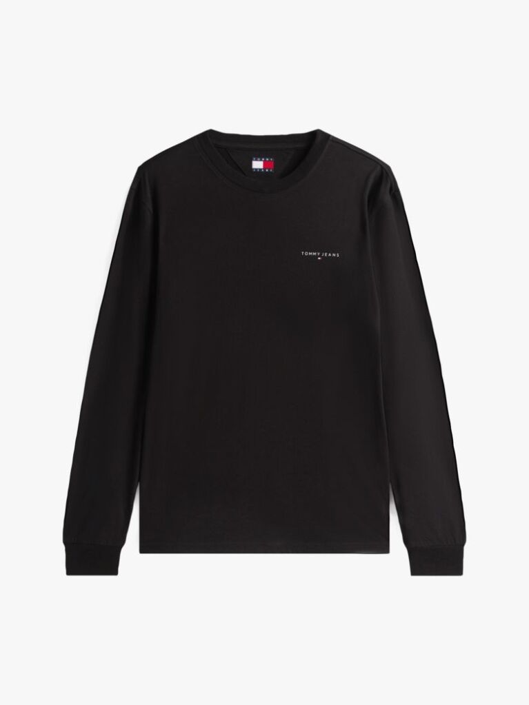 Μαύρο Μακρυμάνικο T-Shirt Σε Slim Γραμμή Με Λογότυπο  Άνδρες