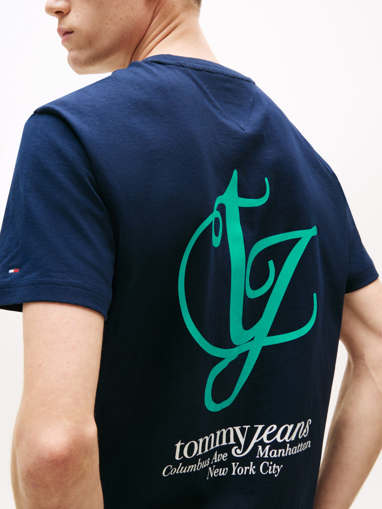 Μπλε T-Shirt Με Λογότυπο Στην Πλάτη Και Την Τσέπη  Άνδρες