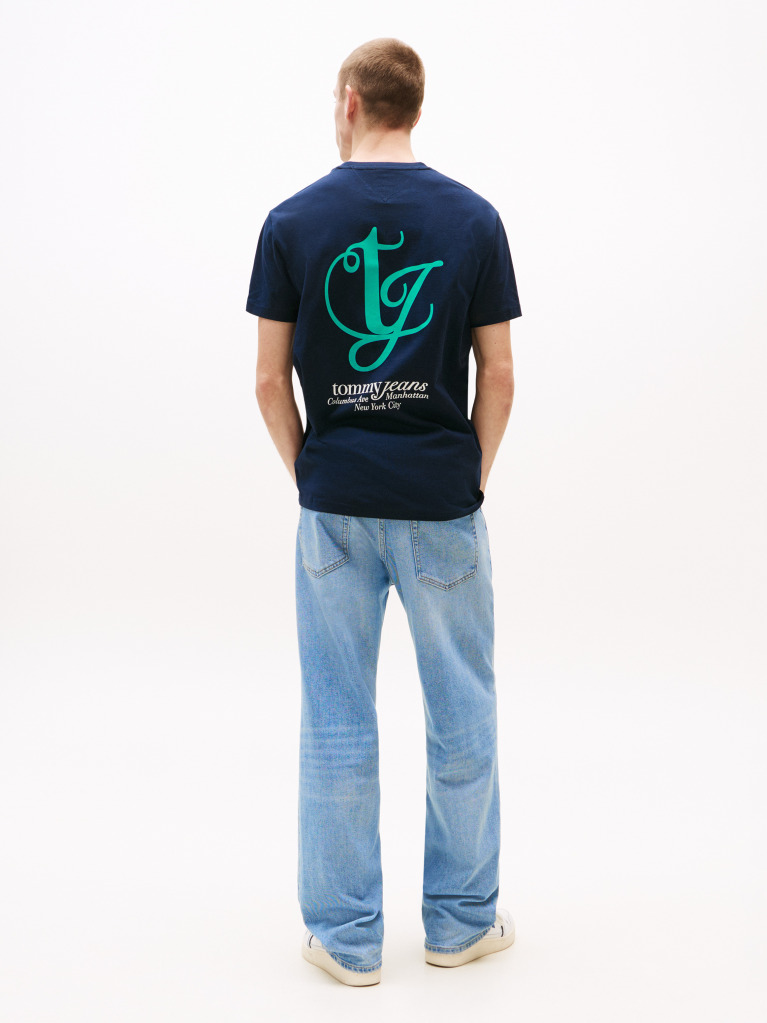 Μπλε T-Shirt Με Λογότυπο Στην Πλάτη Και Την Τσέπη  Άνδρες
