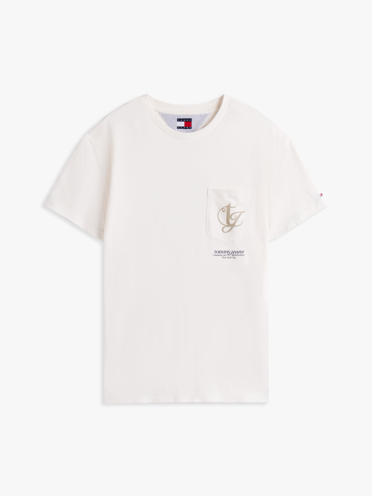 Άσπρο T-Shirt Με Λογότυπο Στην Πλάτη Και Την Τσέπη  Άνδρες
