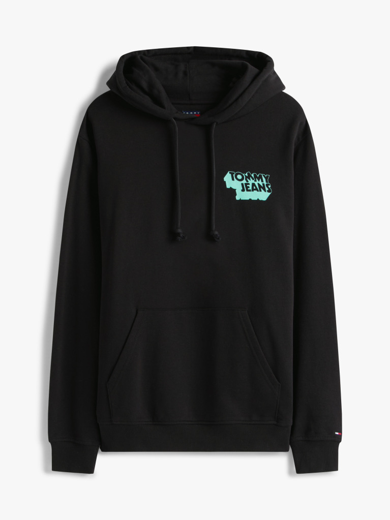 Black Stack Logo Back Graphic Hoody  Men