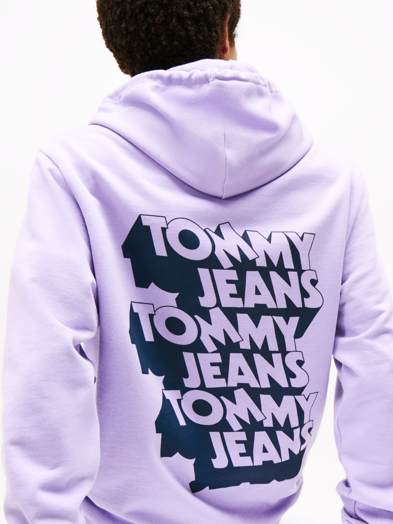 Purple Stack Logo Back Graphic Hoody  Men