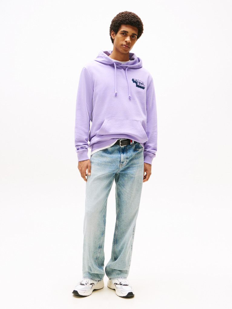 Purple Stack Logo Back Graphic Hoody  Men