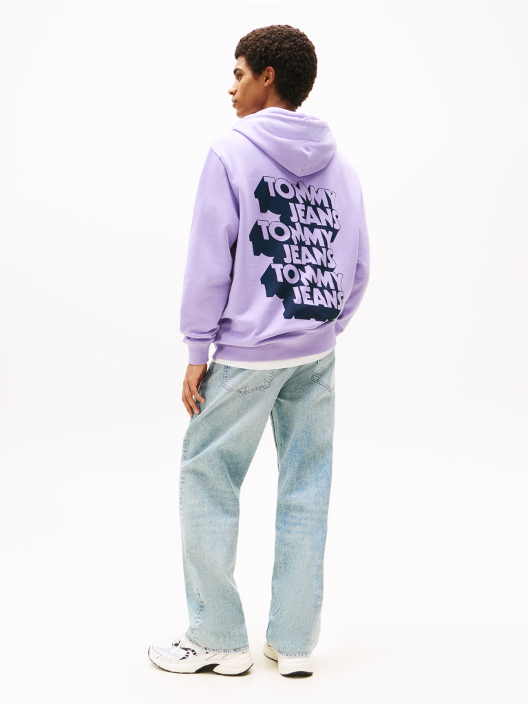 Purple Stack Logo Back Graphic Hoody  Men