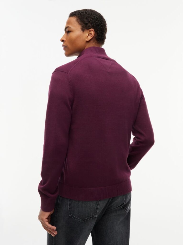 Purple Tommy Flag Lightweight Slim Quarter-Zip Jumper  Men
