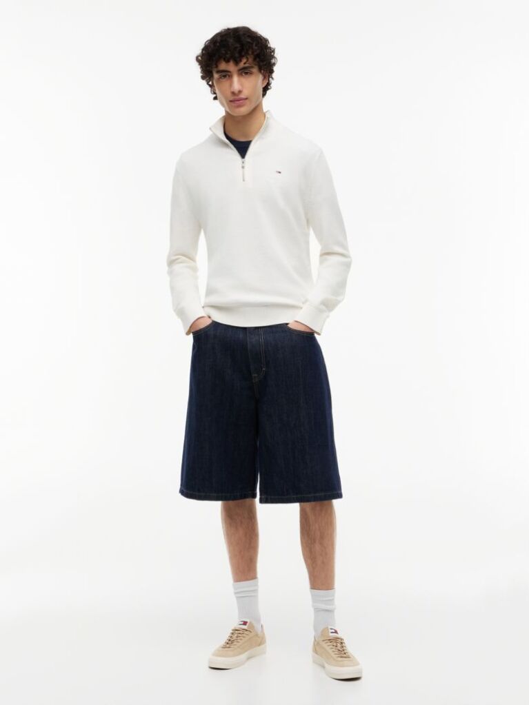 White Tommy Flag Lightweight Slim Quarter-Zip Jumper  Men