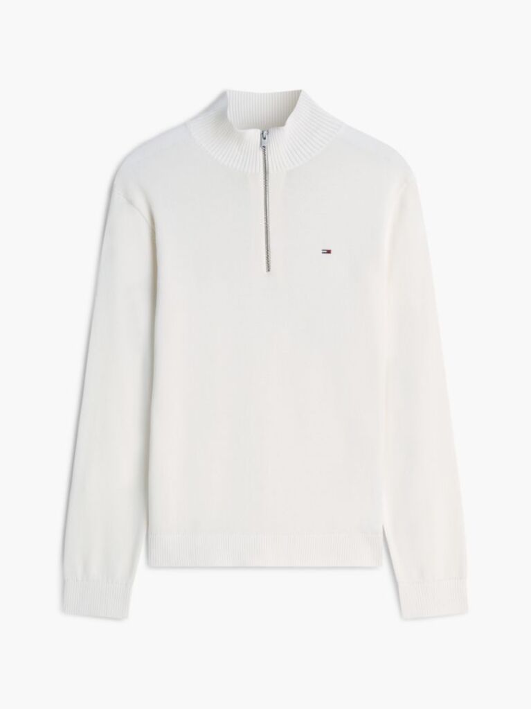 White Tommy Flag Lightweight Slim Quarter-Zip Jumper  Men