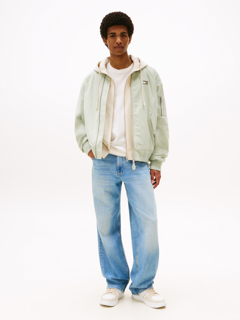 Green Cotton Bomber Jacket  Men