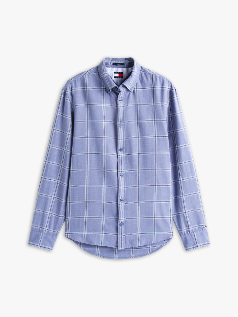 Blue Regular Fit Check Twill Shirt  Men