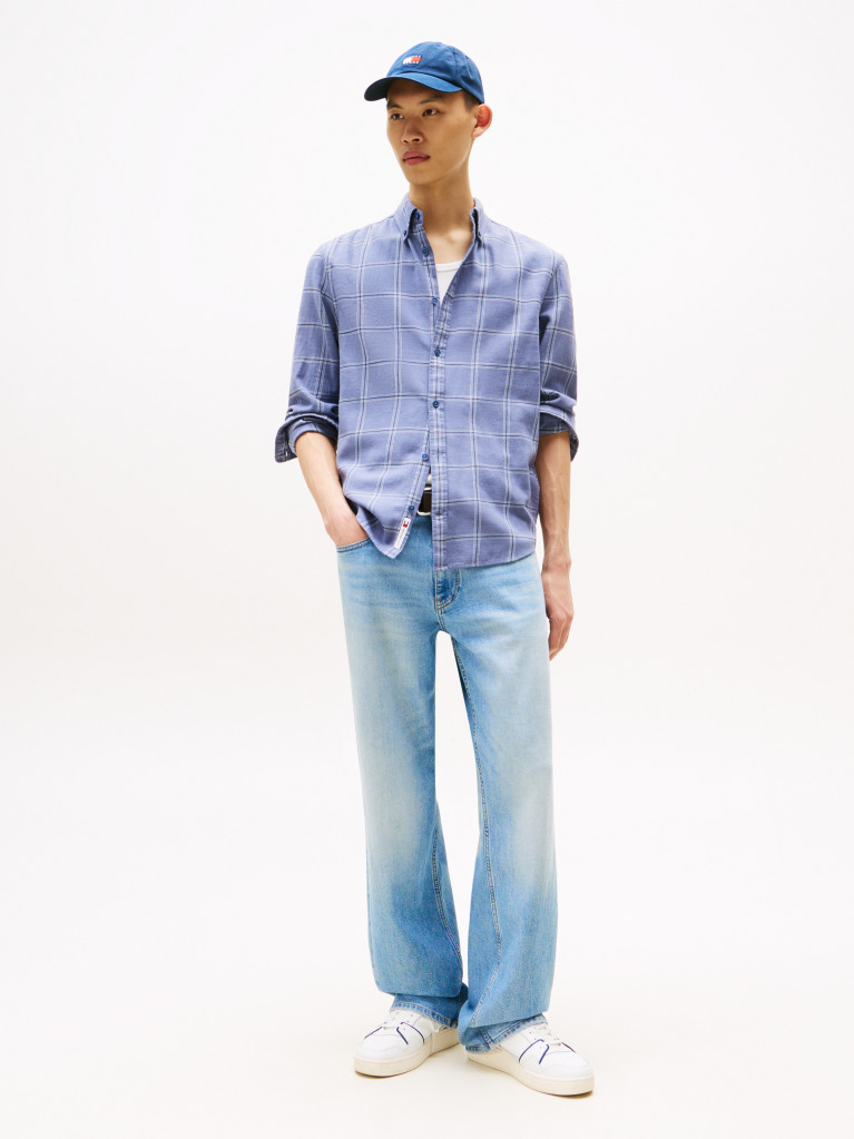 Blue Regular Fit Check Twill Shirt  Men