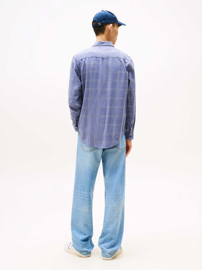 Blue Regular Fit Check Twill Shirt  Men