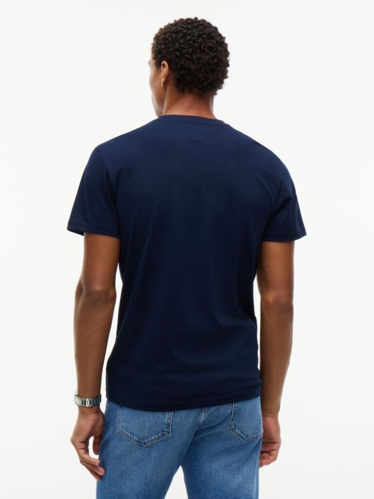 Μπλε Slim T-shirt Με Λογότυπο Και Στρογγυλή Λαιμόκοψη  Άνδρες