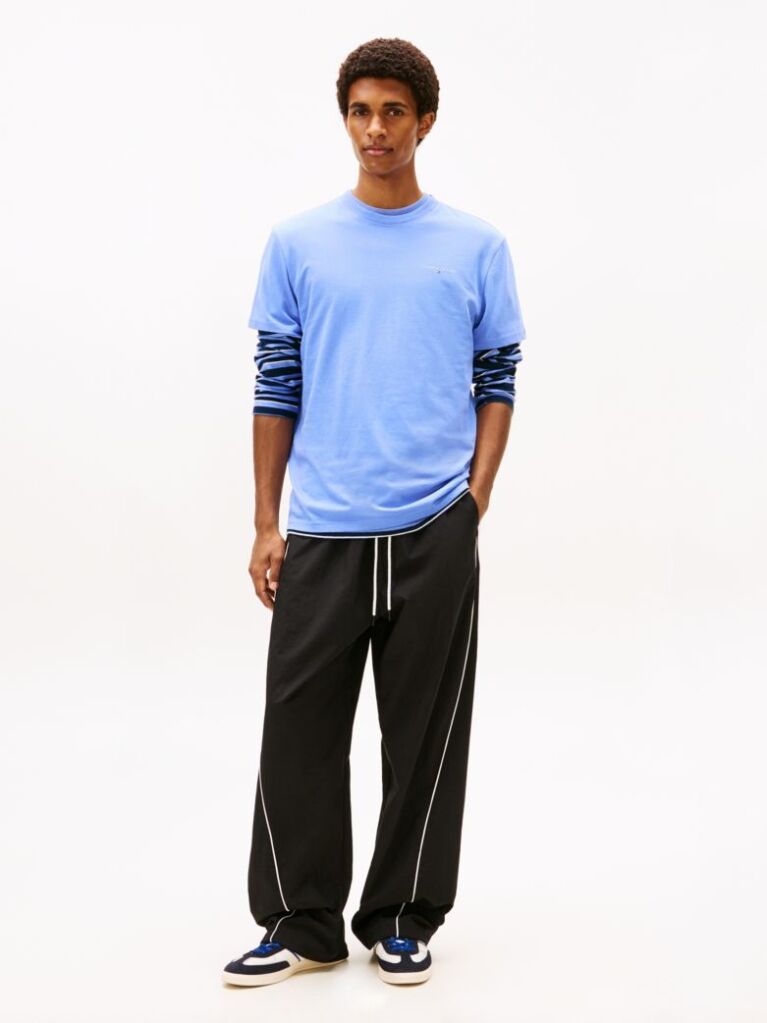 Blue Linear Logo Slim Crew Neck T-Shirt  Men