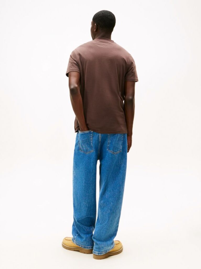 Brown Linear Logo Slim Crew Neck T-Shirt  Men