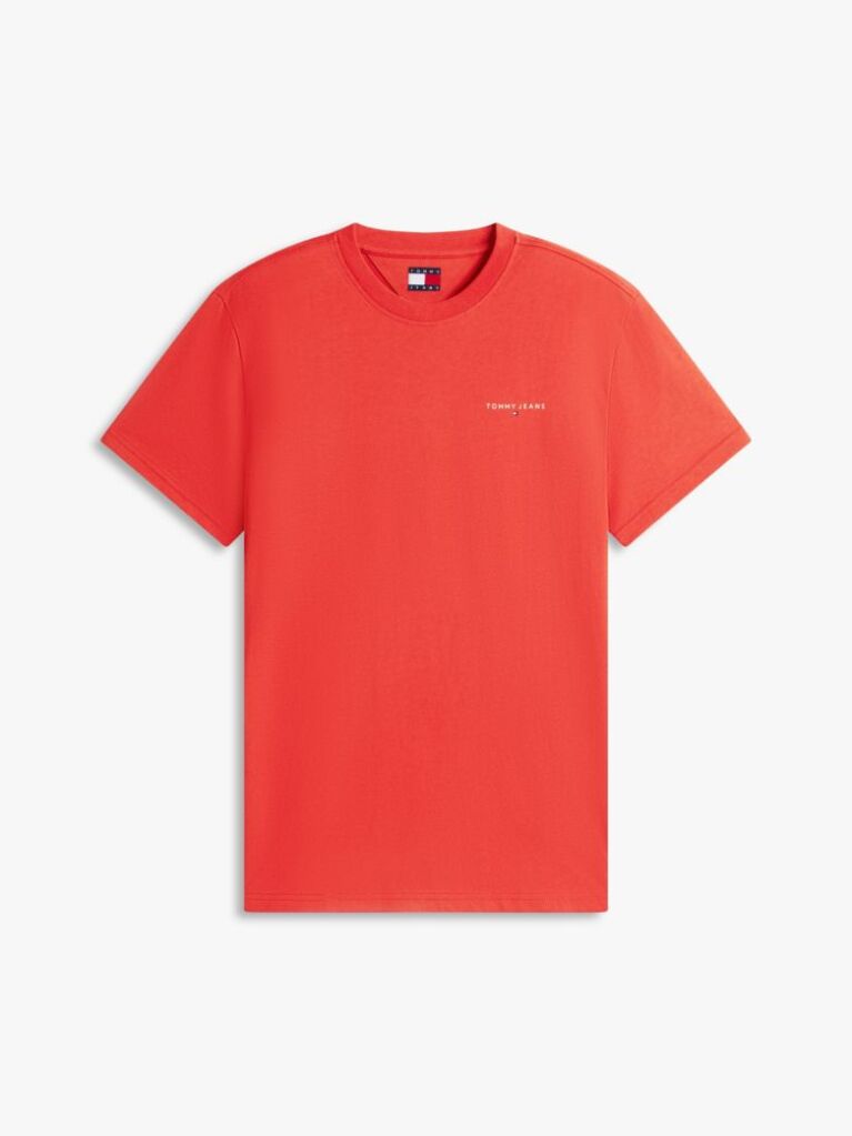 Red Linear Logo Slim Crew Neck T-Shirt  Men