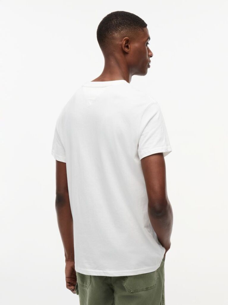 White Linear Logo Slim Crew Neck T-Shirt  Men