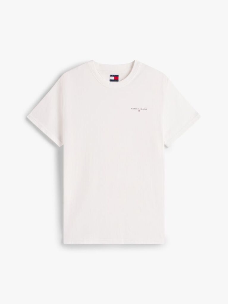 White Linear Logo Slim Crew Neck T-Shirt  Men